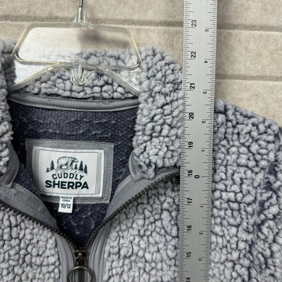 Cuddly Sherpa Girls 10/12 Fleece ¼ Zip Pullover Jacket Gray Cozy Warm Size 10/12 - Picture 6 of 9